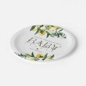 Lemon Citrus Mittelmeer Botanical Baby Dusche Pappteller (Schrägansicht)