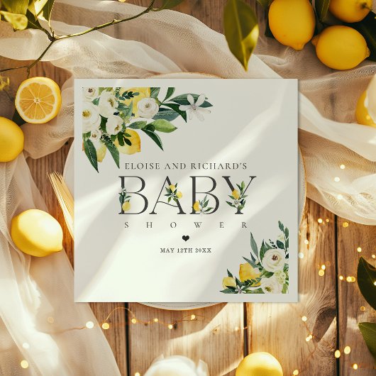 Lemon Citrus Mittelmeer Botanical Baby Dusche Serviette