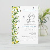 Lemon Citrus Moderne Babydusche Einladung (Stehend Vorderseite)