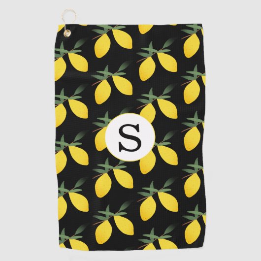 Lemon Citrus Monogram Golfhandtuch (Vorderseite)