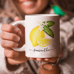 Lemon Citrus Monogram Kaffeetasse<br><div class="desc">Dieses Design zeichnet sich durch eine Aquarelllemon mit Monogramm aus.</div>