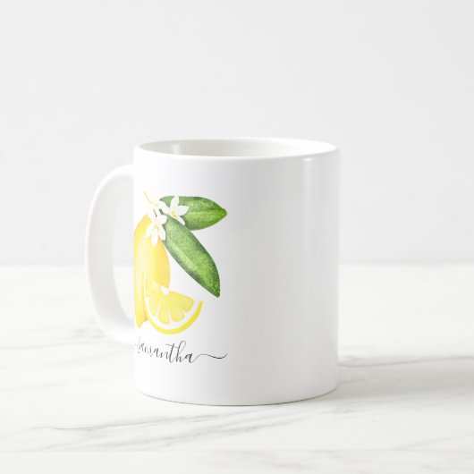 Lemon Citrus Monogram Kaffeetasse (Vorderseite Links)