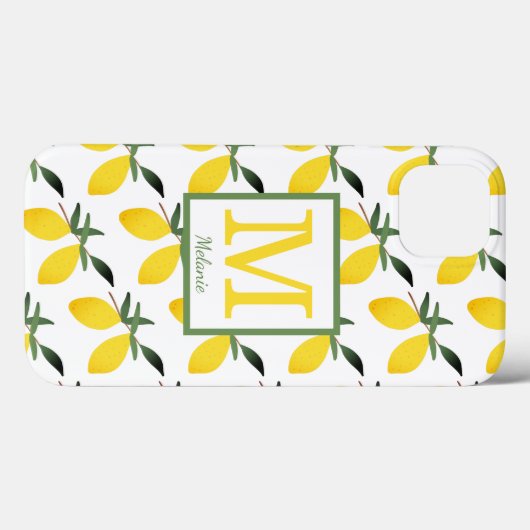 Lemon Citrus Monogram Name Case-Mate iPhone Hülle (Rückseite (Horizontal))