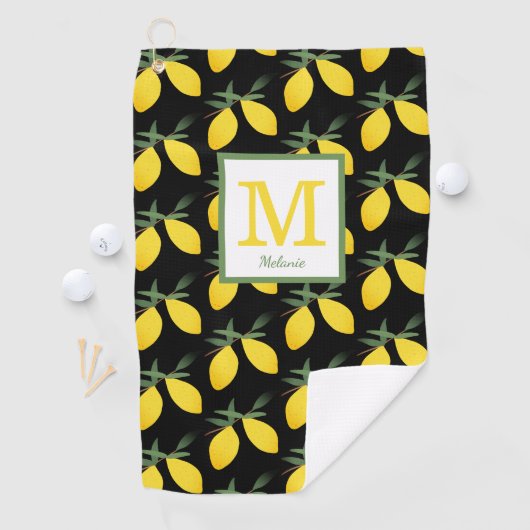 Lemon Citrus Monogram Name Golfhandtuch (Insitu)