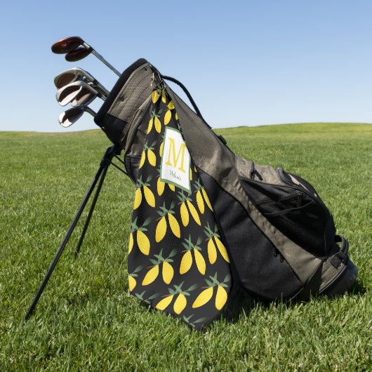 Lemon Citrus Monogram Name Golfhandtuch (Gras)