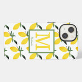 Lemon Citrus Monogram Name iPhone Hülle (Rückseite (Horizontal))