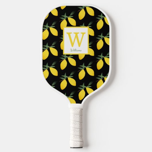 Lemon Citrus Monogram Name Pickleball Schläger (Vorderseite)