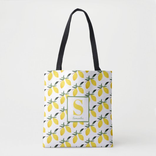Lemon Citrus Monogram Name Tasche (Vorderseite)