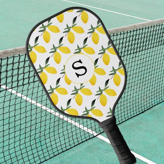 Lemon Citrus Monogram Pickleball Schläger