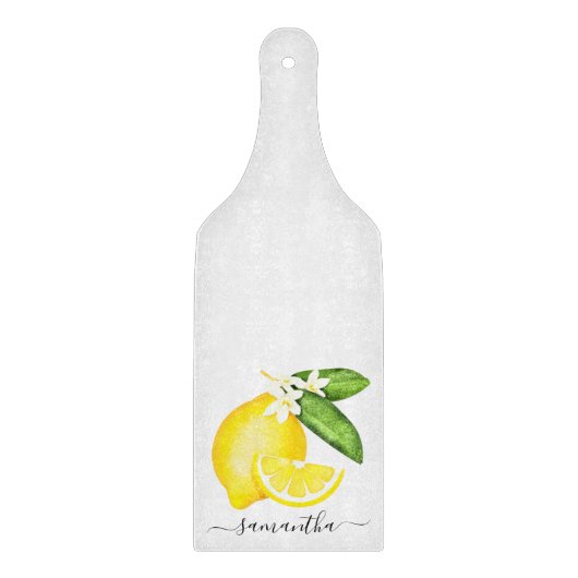 Lemon Citrus Monogram Schneidebrett (Vorderseite)