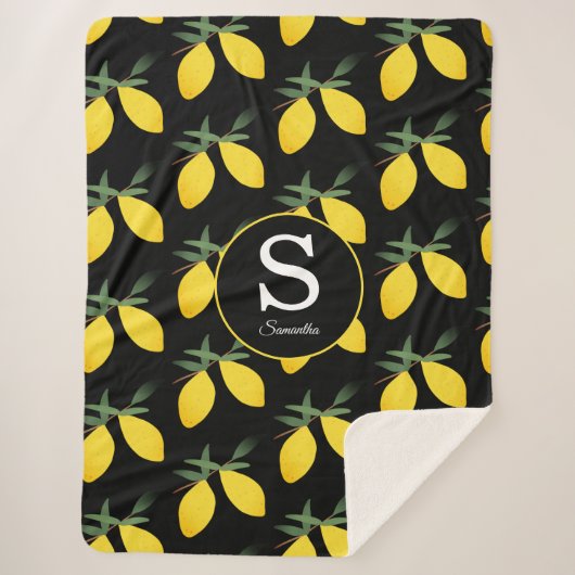 Lemon Citrus Monogram Sherpadecke (Vorderseite)