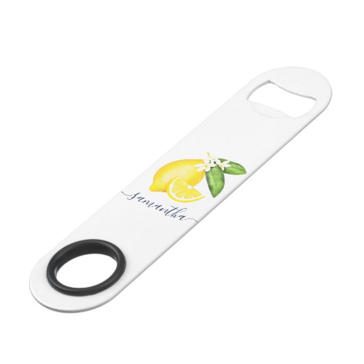 Lemon Citrus Monogram White Speed Flaschenöffner (Vorderseite Schrägansicht)