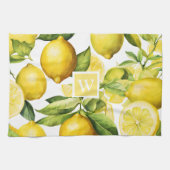 Lemon Citrus Muster Monogram Geschirrtuch (Horizontal)