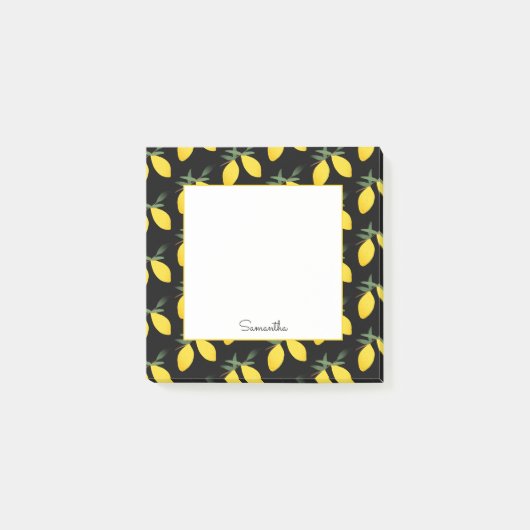 Lemon Citrus Muster Post-it Klebezettel (Vorderseite)