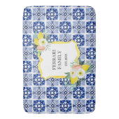 Lemon Citrus Navy Blauer italienischer Mittelmeer Badematte (Vorderseite Vertikal)