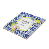 Lemon Citrus Navy Blauer italienischer Mittelmeer Fliese (Seite)