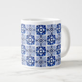 Lemon Citrus Navy Blauer italienischer Mittelmeer Jumbo-Tasse (Vorderseite Rechts)