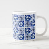 Lemon Citrus Navy Blauer italienischer Mittelmeer Jumbo-Tasse (Rechts)