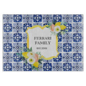 Lemon Citrus Navy Blauer italienischer Mittelmeer Schneidebrett (Vorderseite)
