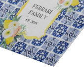 Lemon Citrus Navy Blauer italienischer Mittelmeer Schneidebrett (Ecke)