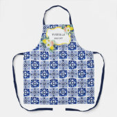 Lemon Citrus Navy Blauer italienischer Mittelmeer Schürze (Vorderseite)