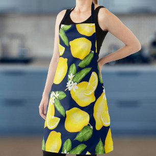 Lemon Citrus Navy Blue Schürze