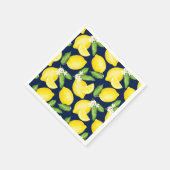Lemon Citrus Pattern Navy Blue Serviette (Ecke)