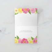 Lemon Citrus Pink Floral Baby Dusche Vielen Dank Dankeskarte (Innenseite)