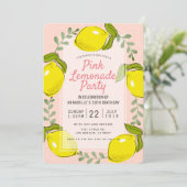 Lemon Citrus Pink Lemonade Party Einladung (Stehend Vorderseite)