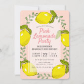 Lemon Citrus Pink Lemonade Party Einladung (Vorderseite)