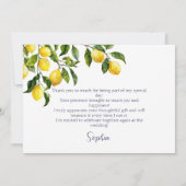 Lemon Citrus Positano Blue Tiles Brautparty Dankeskarte (Rückseite)