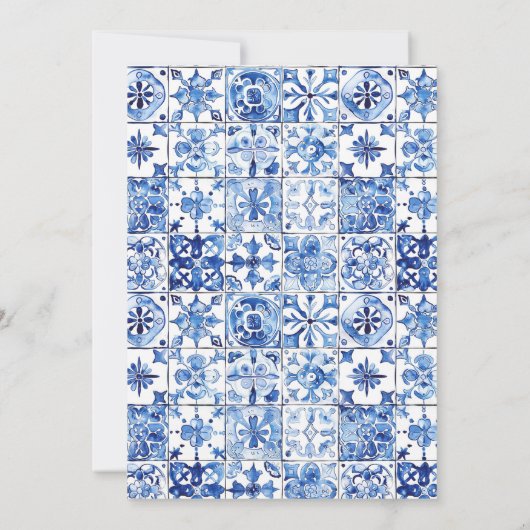 Lemon Citrus Positano Blue Tiles Brautparty Einladung (Rückseite)