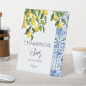 Lemon Citrus Positano Blue Tiles Champagne Bar Sockelschild (In SItu)