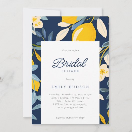 Lemon Citrus Positano Brautparty Einladung (Vorderseite)