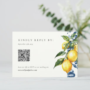 Lemon Citrus Positano Italian Wedding QR Code UAWG RSVP Karte