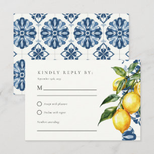 Lemon Citrus Positano Italian Wedding RSVP Karte