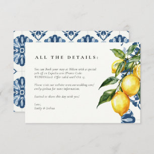 Lemon Citrus Positano Italienische Hochzeit Begleitkarte