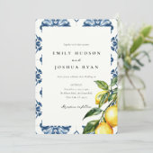 Lemon Citrus Positano Italienische Hochzeit Einladung (Stehend Vorderseite)
