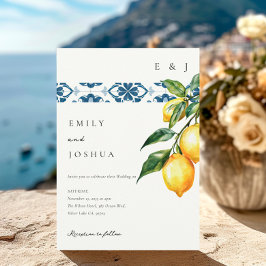 Lemon Citrus Positano Italienische Hochzeit Einladung