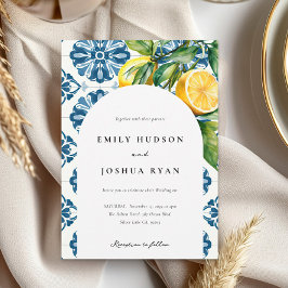 Lemon Citrus Positano Italienische Hochzeit Einladung