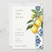 Lemon Citrus Positano Italienische Hochzeit Save The Date (Vorderseite)