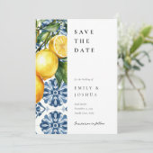 Lemon Citrus Positano Italienische Hochzeit Save The Date (Stehend Vorderseite)