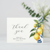 Lemon Citrus Positano Italienisches Brautparty Dankeskarte (Stehend Vorderseite)