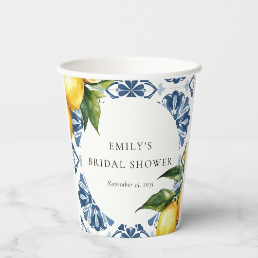 Lemon Citrus Positano Italienisches Brautparty Pappbecher (Rückseite)