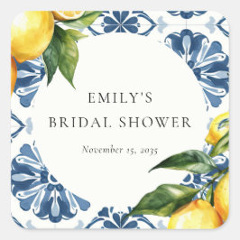 Lemon Citrus Positano Italienisches Brautparty Quadratischer Aufkleber