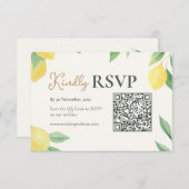 Lemon Citrus QR Code Wedding RSVP Card (Vorne/Hinten)