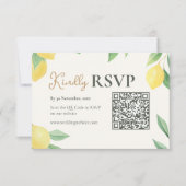 Lemon Citrus QR Code Wedding RSVP Card Karte (Vorderseite)
