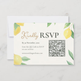 Lemon Citrus QR Code Wedding RSVP Card Karte