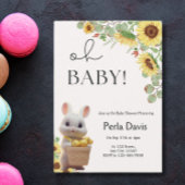 Lemon Citrus Rabbit Sunflowers Summer Baby Dusche Einladung