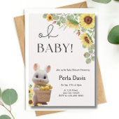 Lemon Citrus Rabbit Sunflowers Summer Baby Dusche Einladung